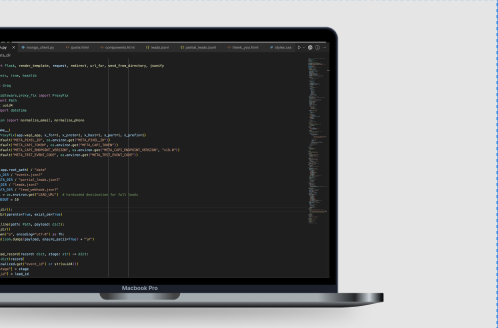 A laptop mockup of a website