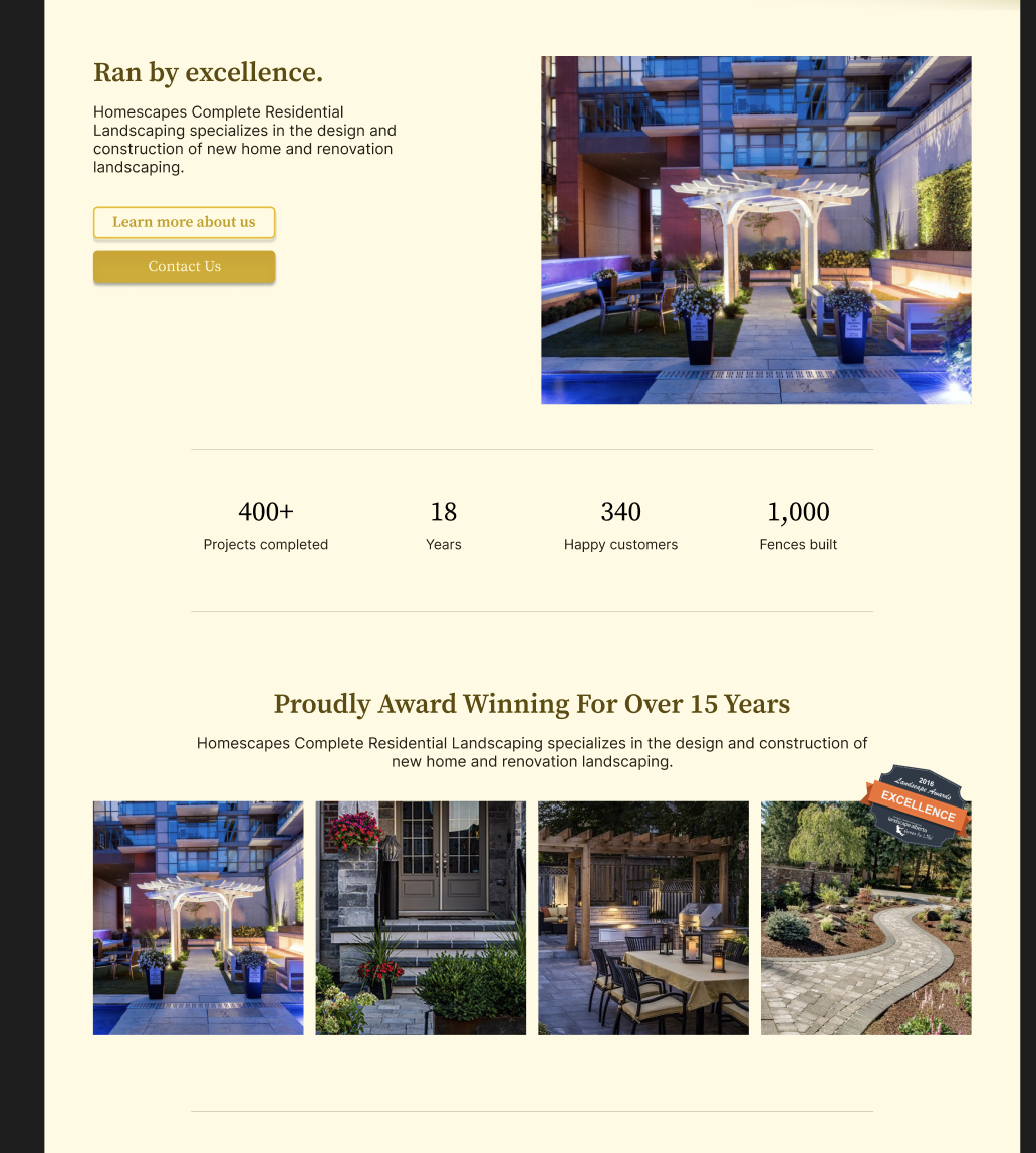 Second variation of the homepage