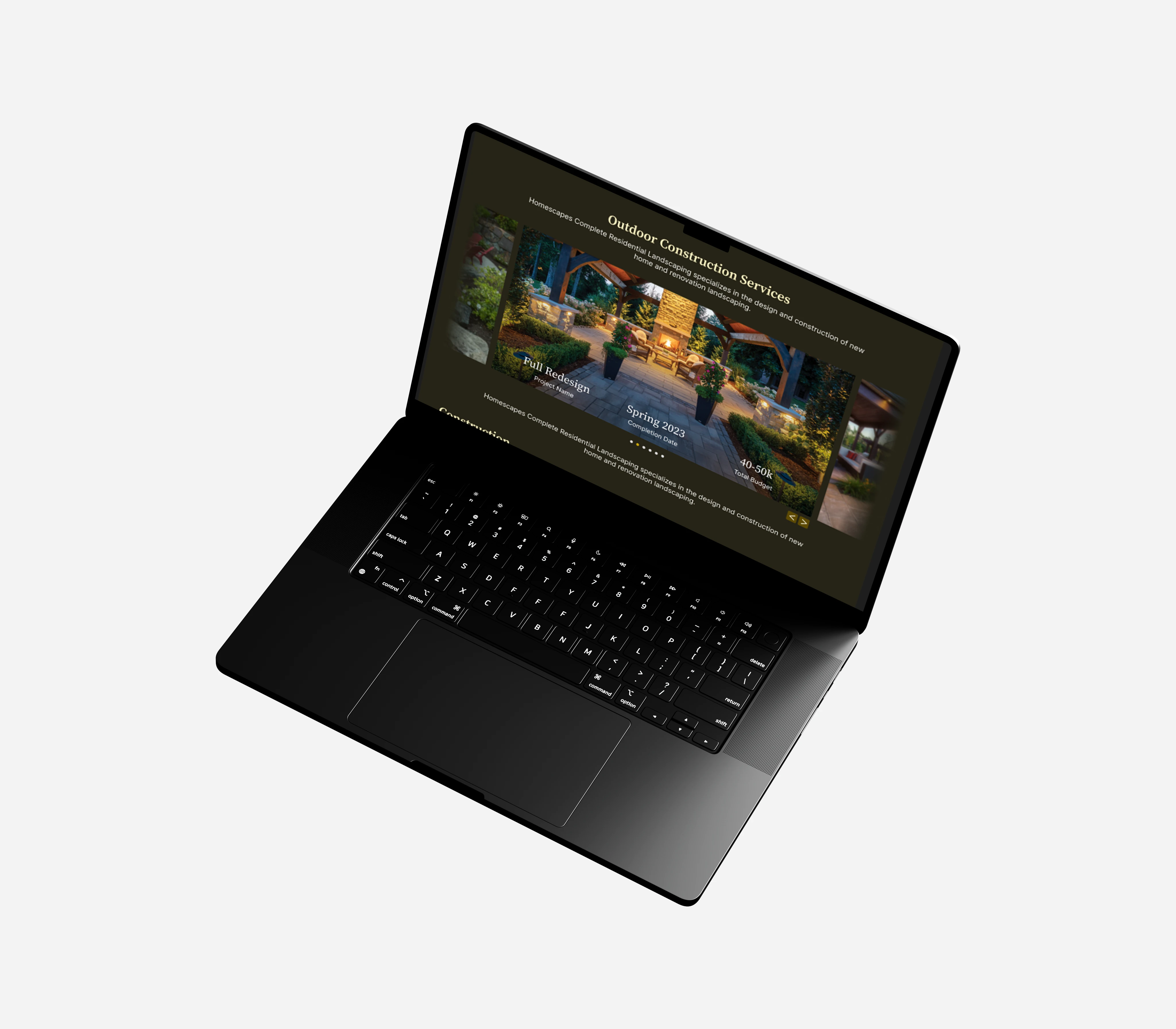 Homescapes homepage mockup