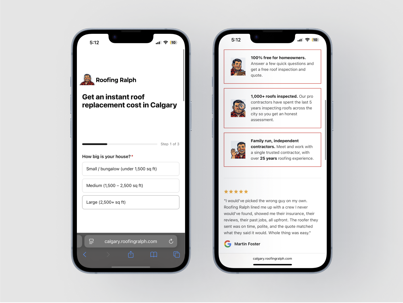 Landing page mockups