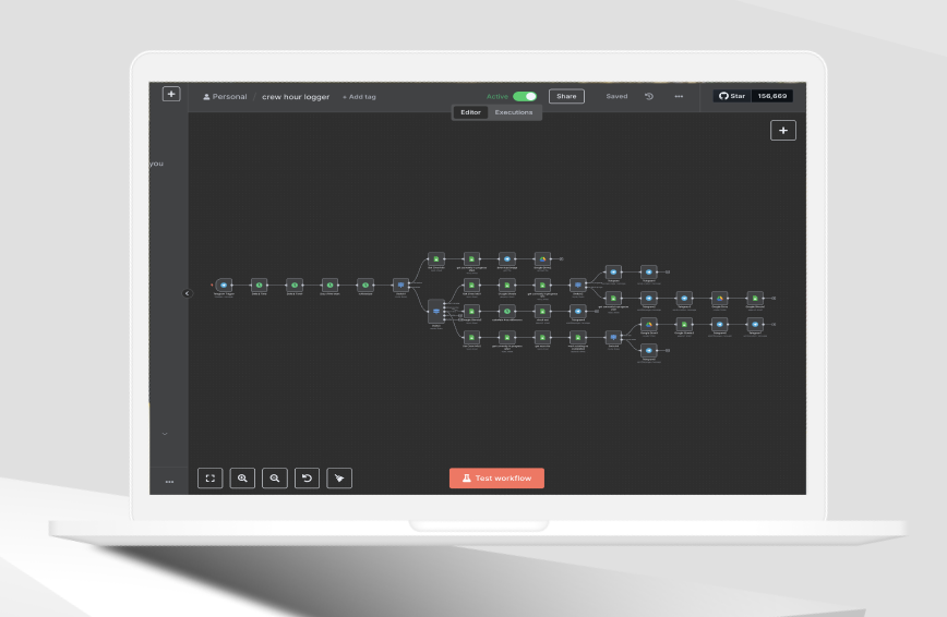 A laptop mockup of a website