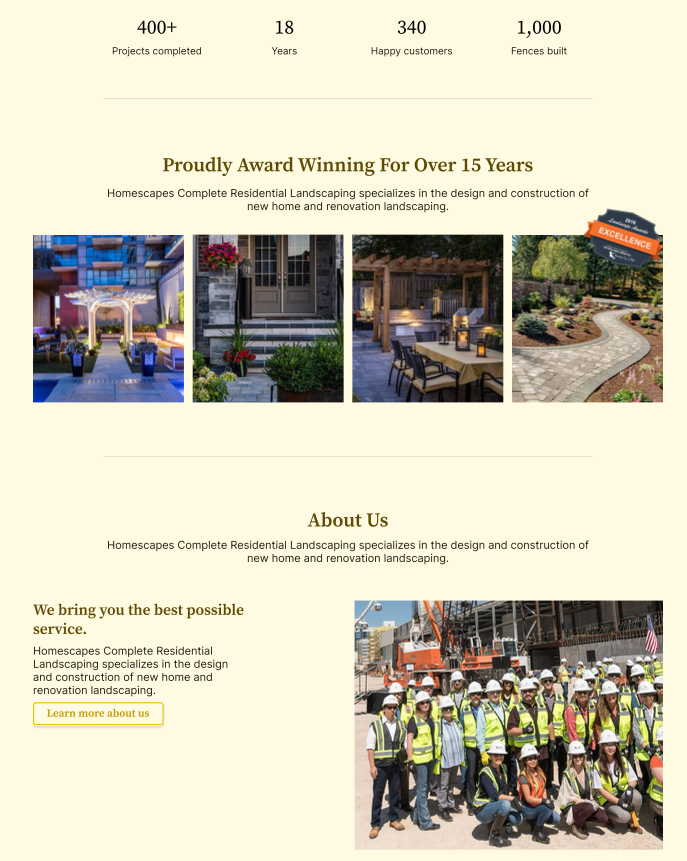 Homepage alternate section